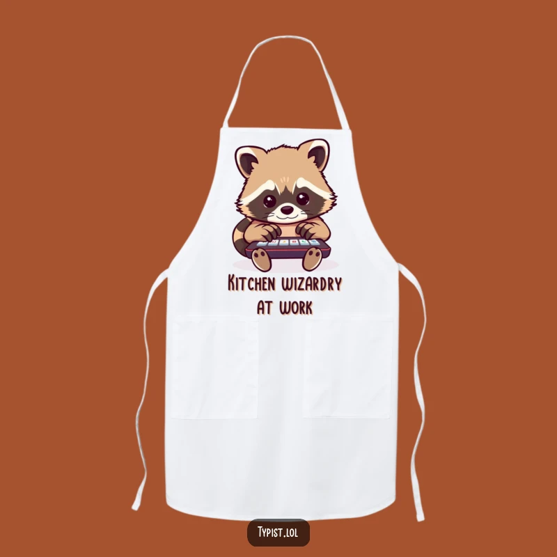 Funny Raccoon Typing Apron: Cook Up a Storm with Busy, Hilarious Kitchen Vibes