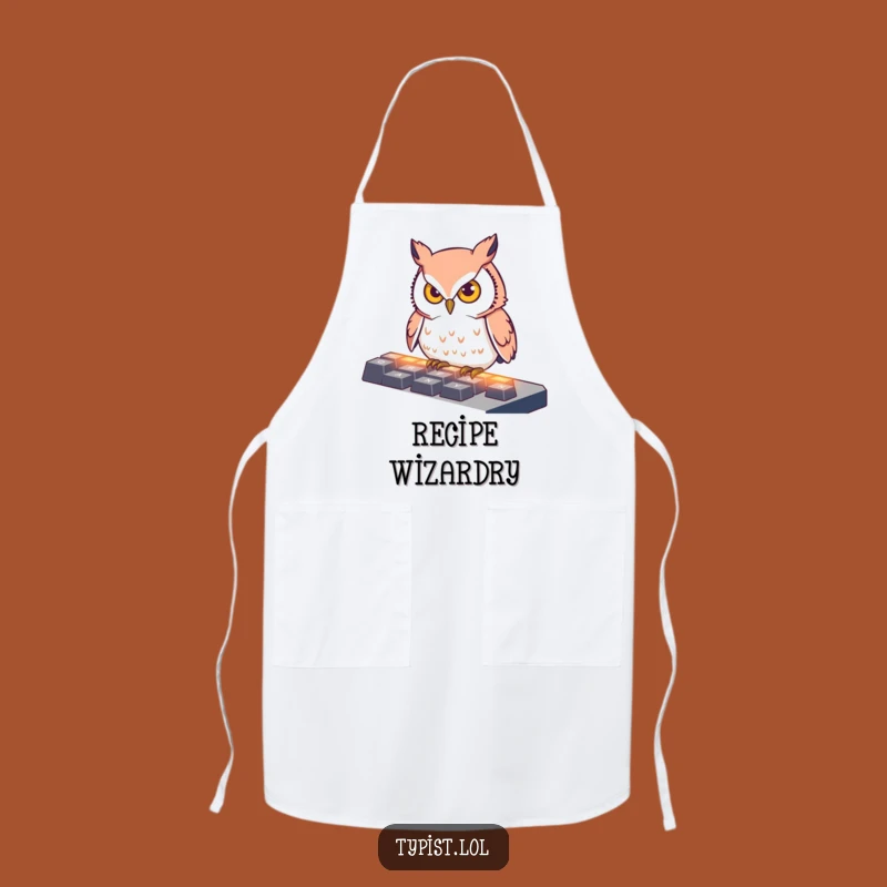 Funny Owl Typing Apron: Chef Bird's Keyboard Kitchen Fun, Practical Funny Gift for Cooks