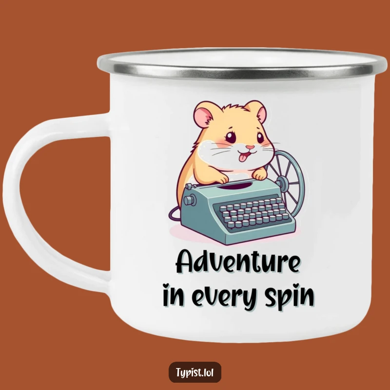 Funny Hamster Typewriter Camping Mug: Campfire Stories Powered by Hustle - Hilarious Funny Gift