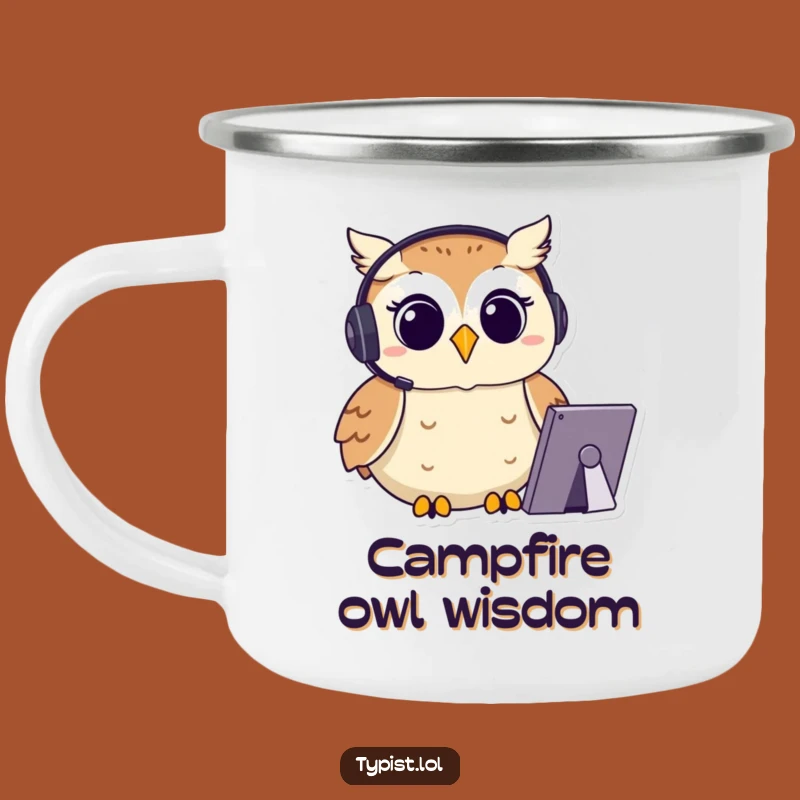 Funny Owl Camping Mug: Focused Typist Outdoor Humor Gift