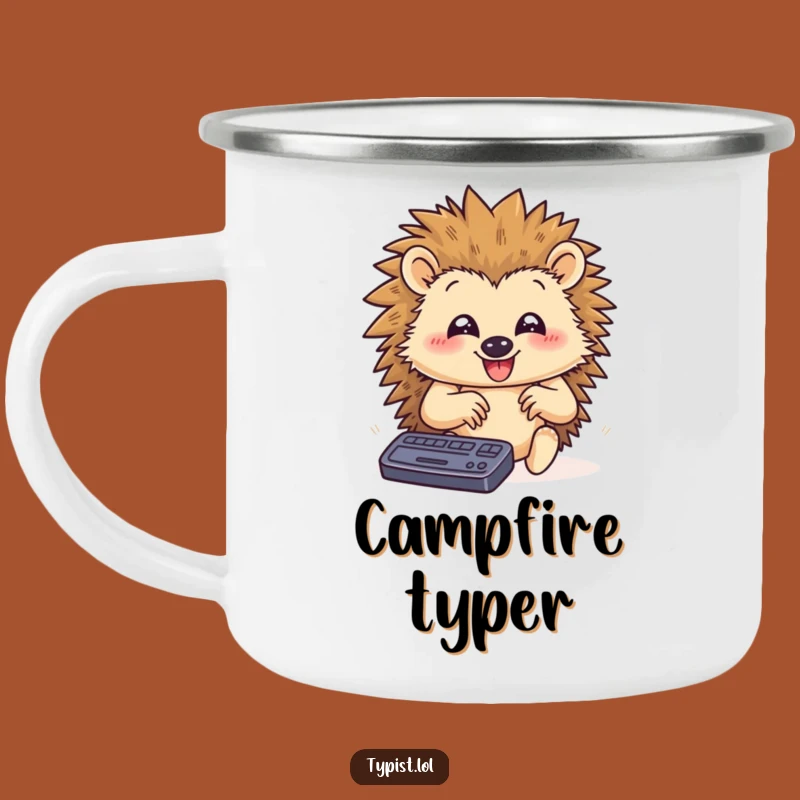 Funny Hedgehog Typing Mug: Speedy Brew for Your Adventures