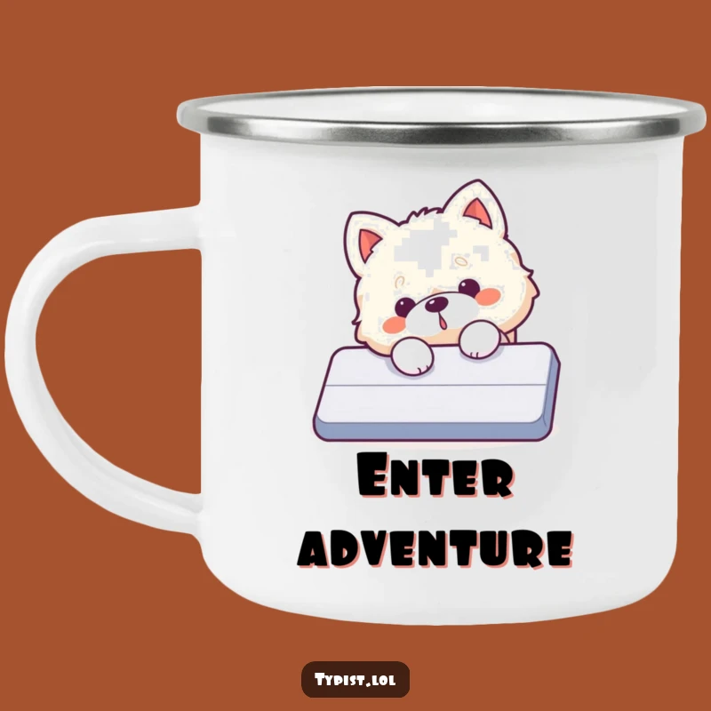 Funny Dog Enter Key Camping Mug: Embrace Tech Fails on the Go