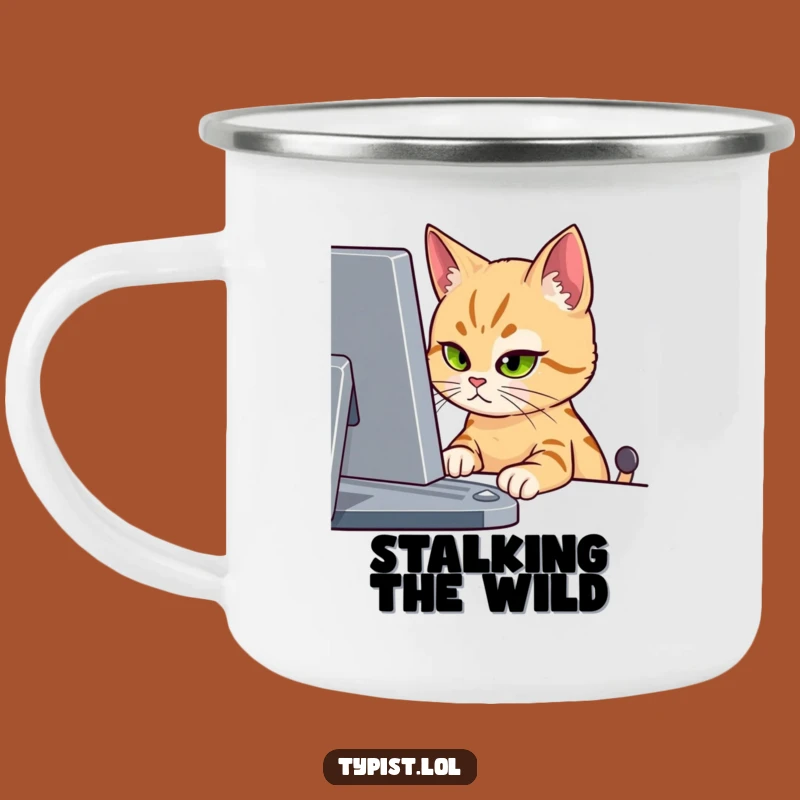 Funny Cat Screen Stare Camping Mug - Focused Adventures!