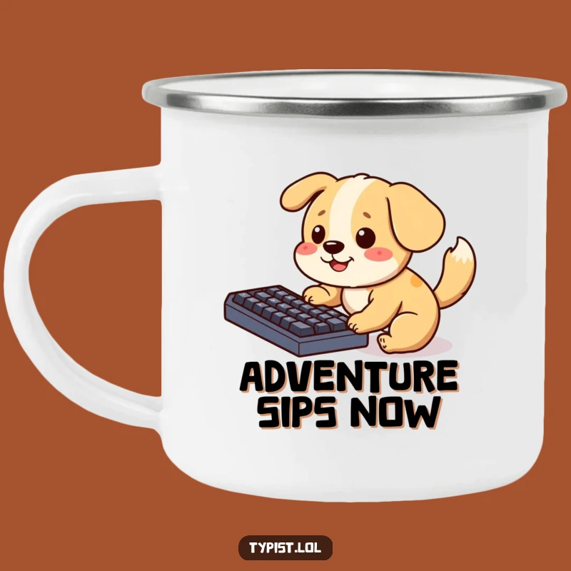 Funny Dog Keyboard Camping Mug: Durable and Playful Drinkware for Campfires