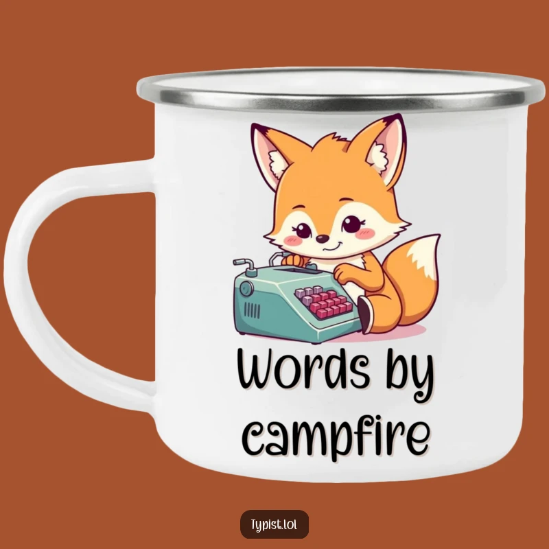 Funny Fox Typist Camping Mug: Adventure-Ready Humor for Outdoor Writers and Dreamers