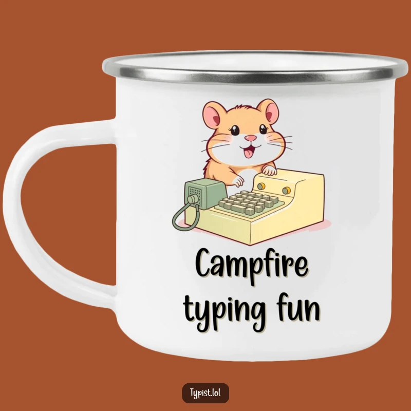 Funny Hamster Typewriter Camping Mug: Vintage Fuel for Adventures