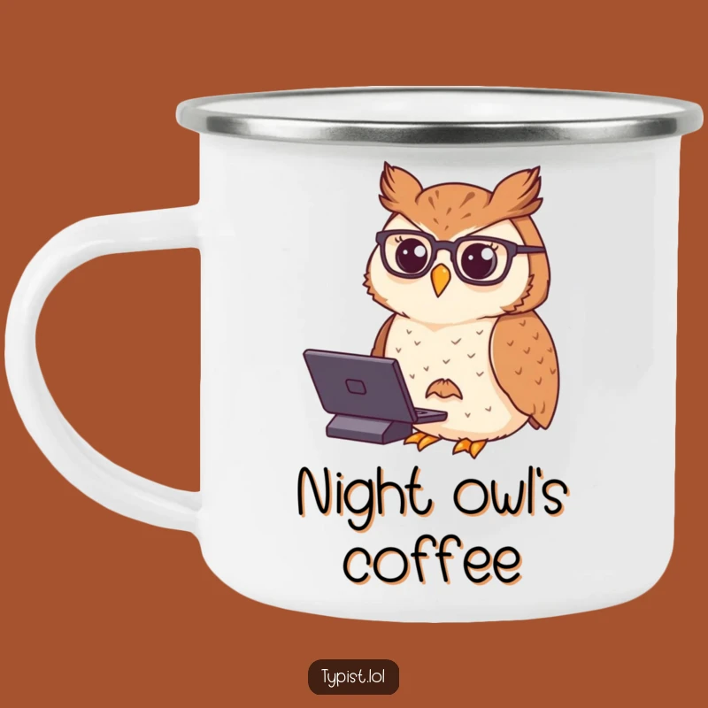 Funny Owl Typing Camping Mug: Wise Fuel for Hilarious Adventures