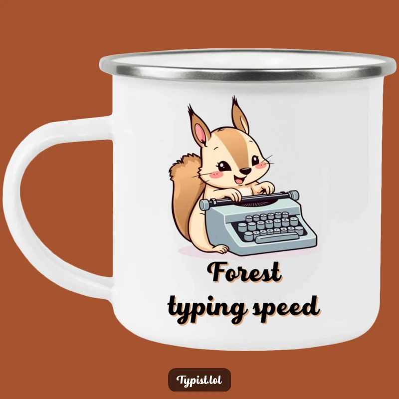 Funny Squirrel Typewriter Camping Mug: Fuel Your Adventures with Speed