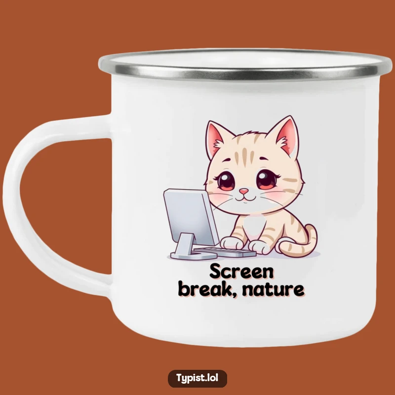 Funny Cat Tech Mug: Hilarious Screen Time for Your Trail Brew