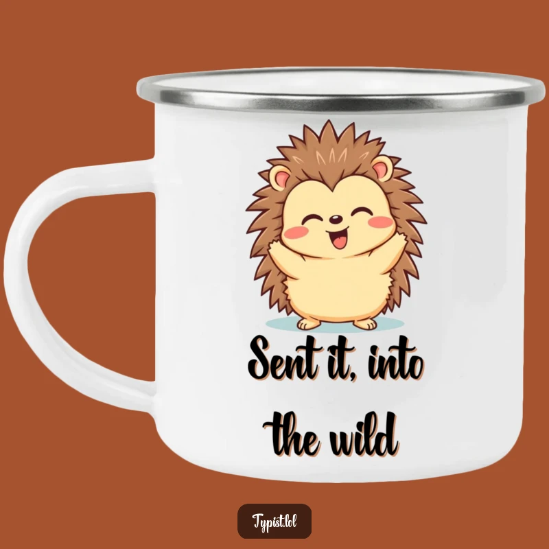 Funny Hedgehog Send Camping Mug - Victory Celebration Outdoor Gift