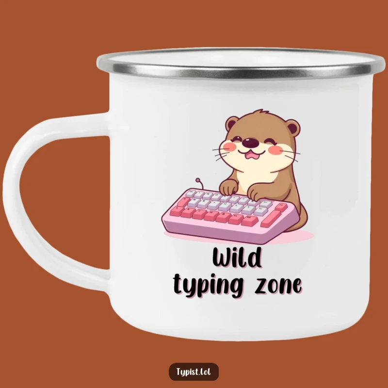 Funny Kawaii Otter Typing Camping Mug: Adventure Fuel with a Smile