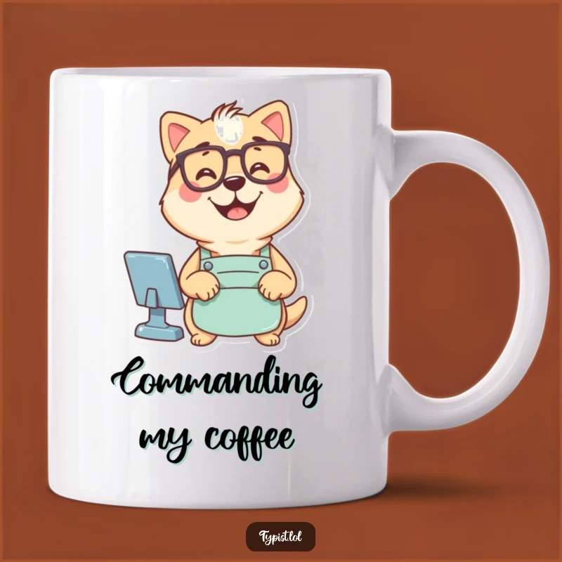 Funny Dog Coder Mug - Smart Pup Typing Commands Gift