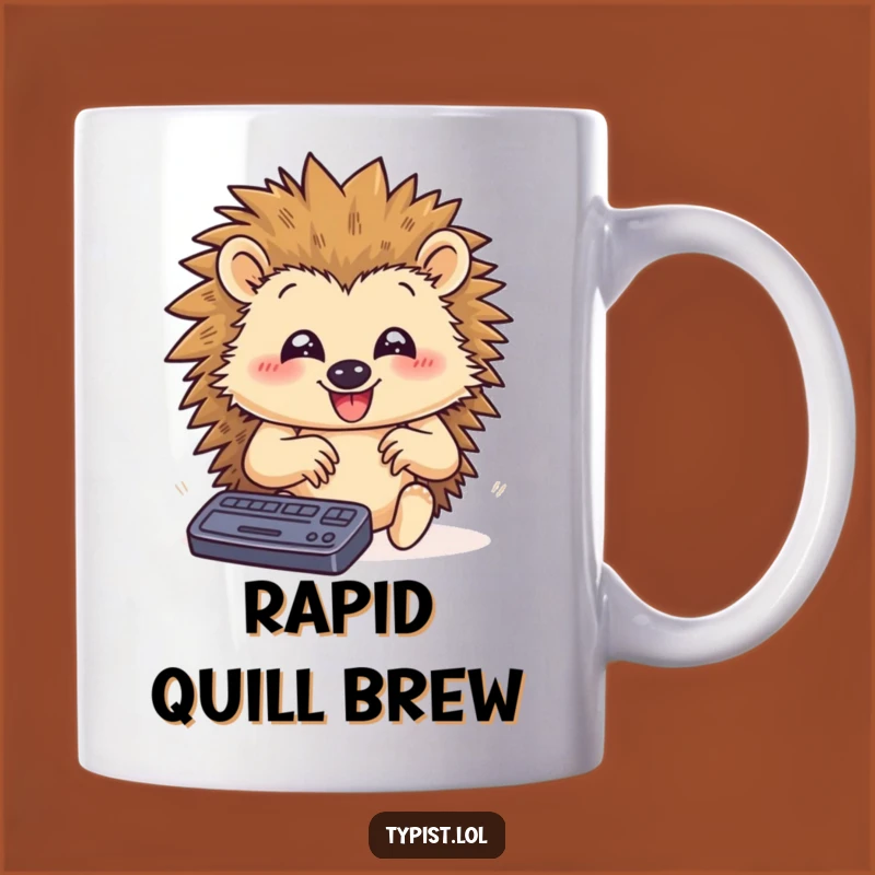 Funny Hedgehog Typing Mug: Hilarious Speedy Quill for Writers