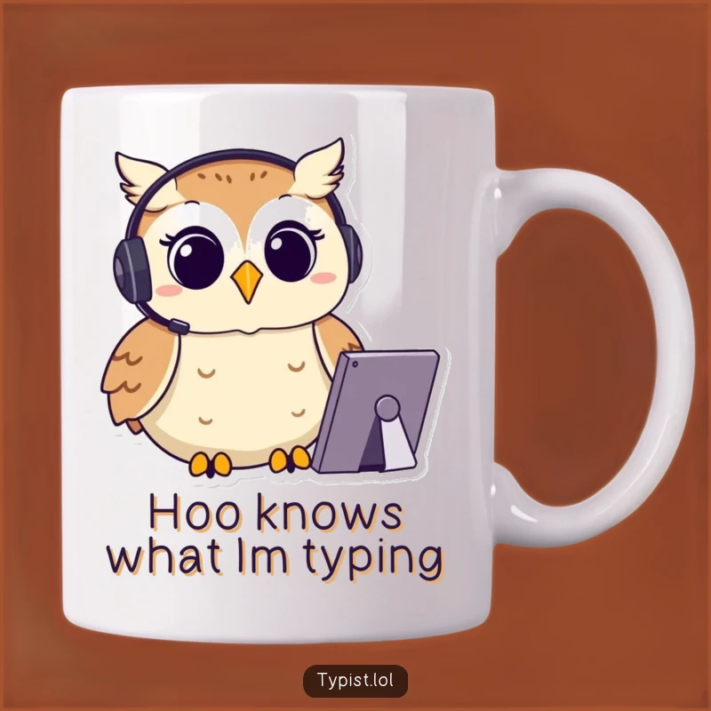 Funny Owl Typist Mug: Happy Gamer/Worker, Focused Gift