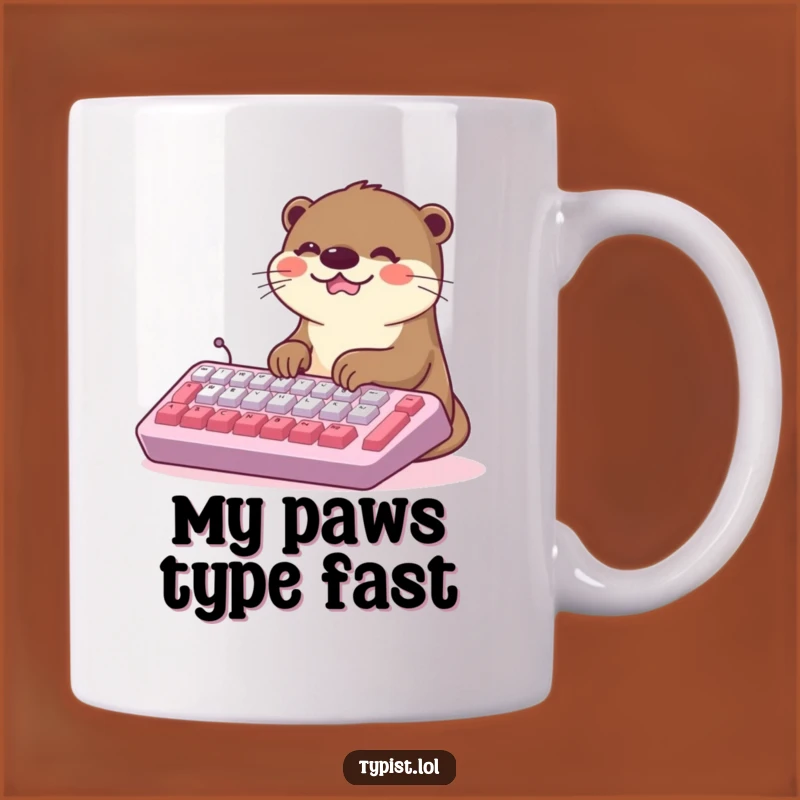 Funny Kawaii Otter Typing Mug: Hilarious Gift for Writers & Otter Lovers