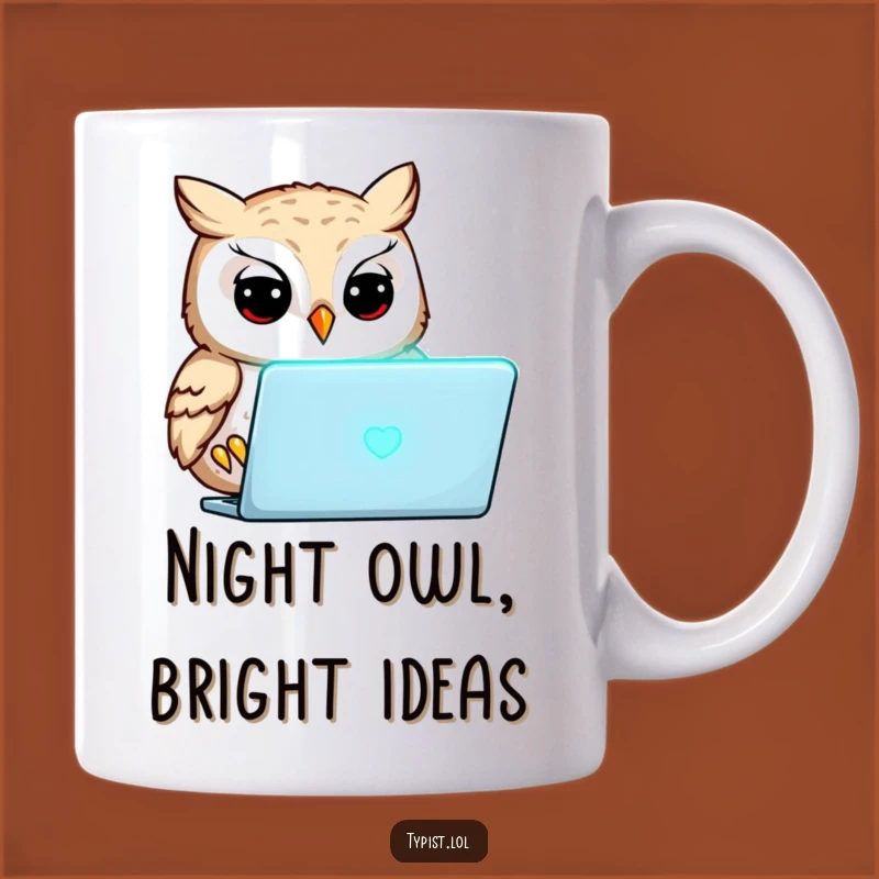 Funny Focused Owl Mug: Perfect Gift for Night Owls and Tech-Savvy Scholars