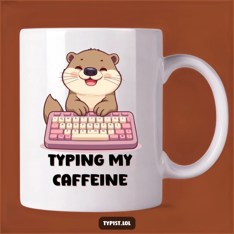 Funny Otter Typing Mug: Happy Worker Gift for Tech Enthusiasts