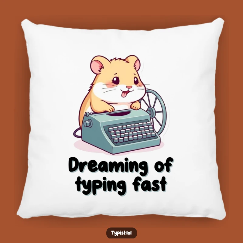 Funny Hamster Typewriter Pillow: Cozy Comfort for the Determined Writer - Plush Funny Gift