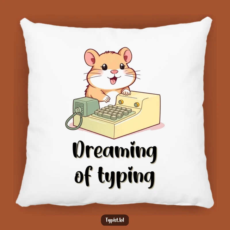 Funny Hamster Typewriter Pillow: Cozy Comfort with Retro Flair