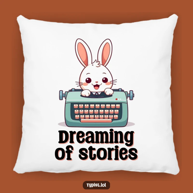 Funny Rabbit Typewriter Pillow: Cozy and Hilarious Accent for Readers' Nooks