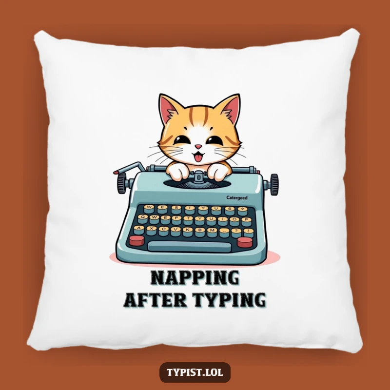 Funny Cat Pillow: Cozy writer cushion, a soft and funny gift.