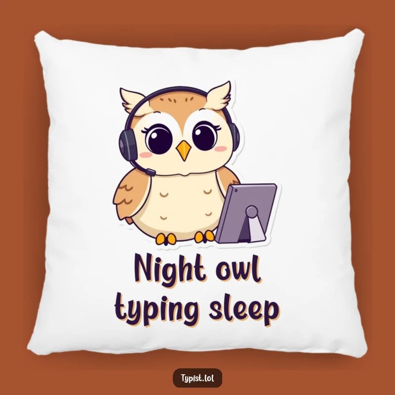 Funny Owl Pillow: Headset Focus, Cozy Wisdom Gift