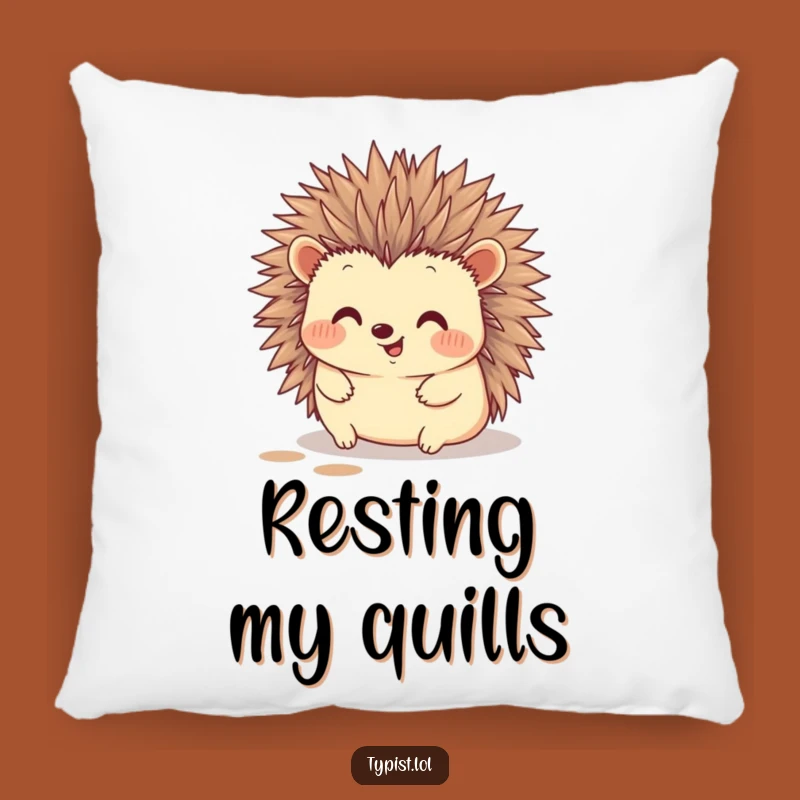 Funny Hedgehog Typing Pillow: Cozy Quill Artist Cushion, Hilarious Gift