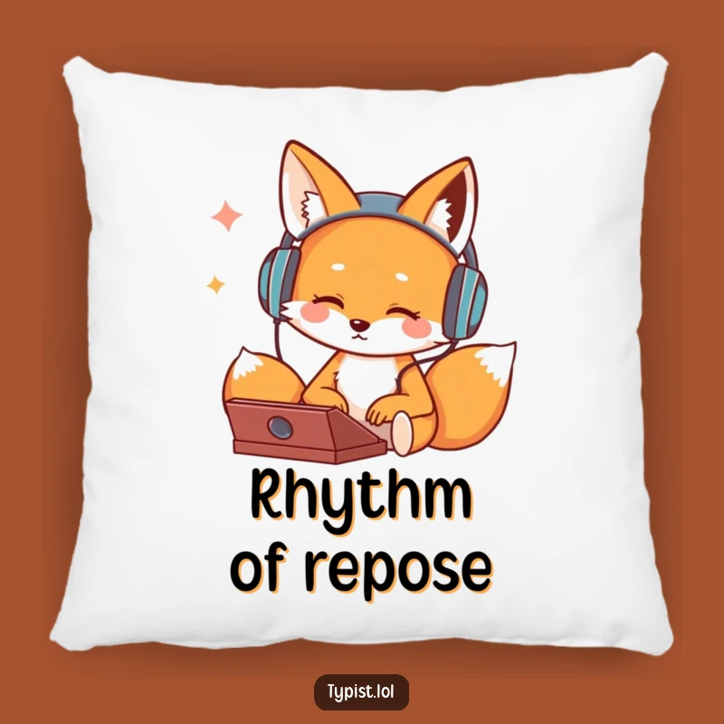 Funny Fox Typing Pillow: Snuggle Up with Groovy Music Comfort Gift