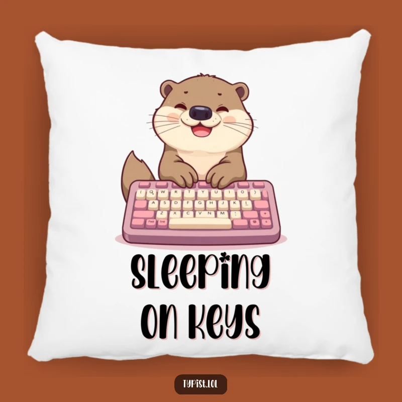 Funny Otter Typing Pillow: Soft & Happy Accent for Cozy Workspaces