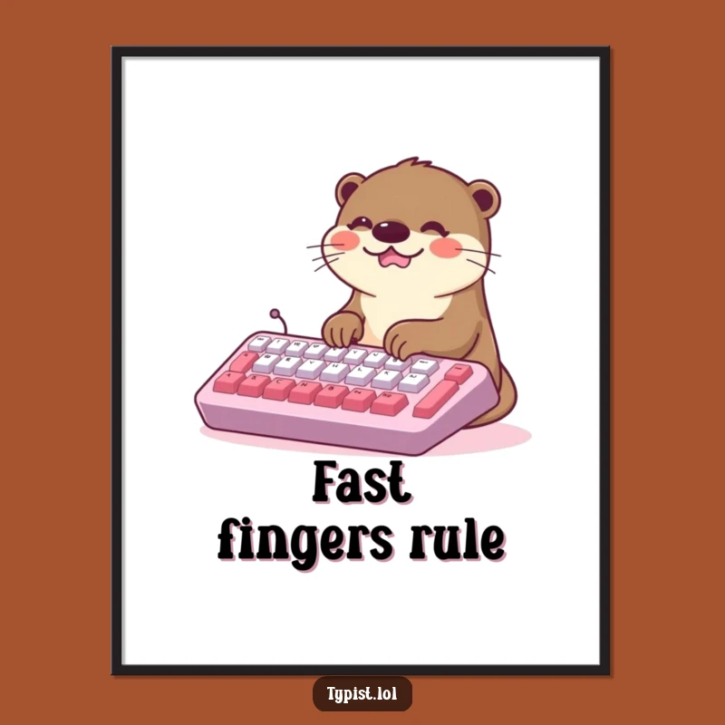 Funny Kawaii Otter Typing Digital Art: Instant Joyful Wall Decor Gift