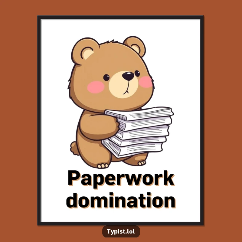 Funny Bear Paper Digital Print: Instant Determination and Humor for Your Walls
