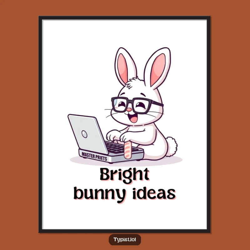 Funny Bunny Glasses Laptop Digital Art: Instant Smart Wall Decor