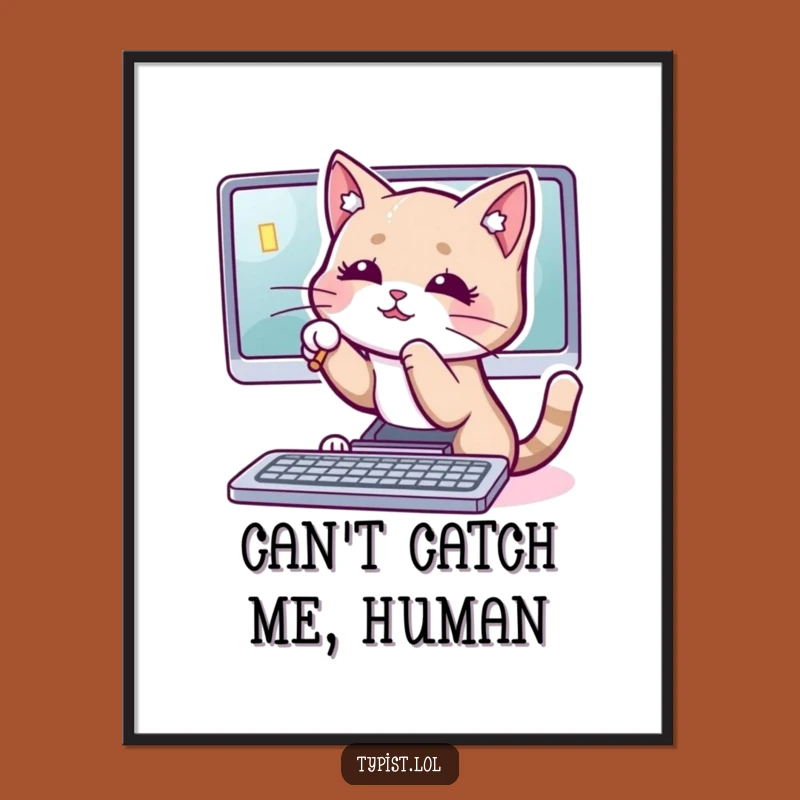 Funny Cat Digital Art: Hilarious Cursor Cat Print for Your Space