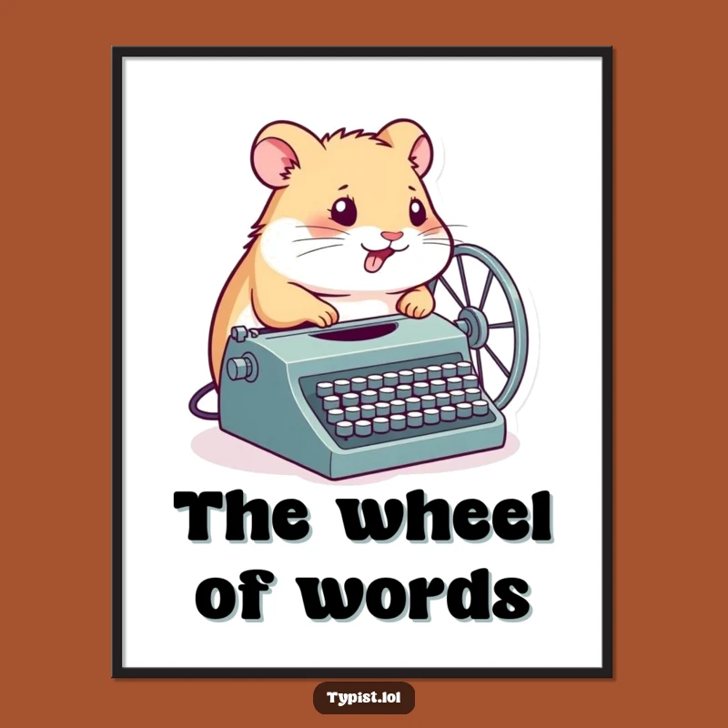 Funny Hamster Typewriter Digital Art: Determined Creator at Work - Instant Humorous Decor