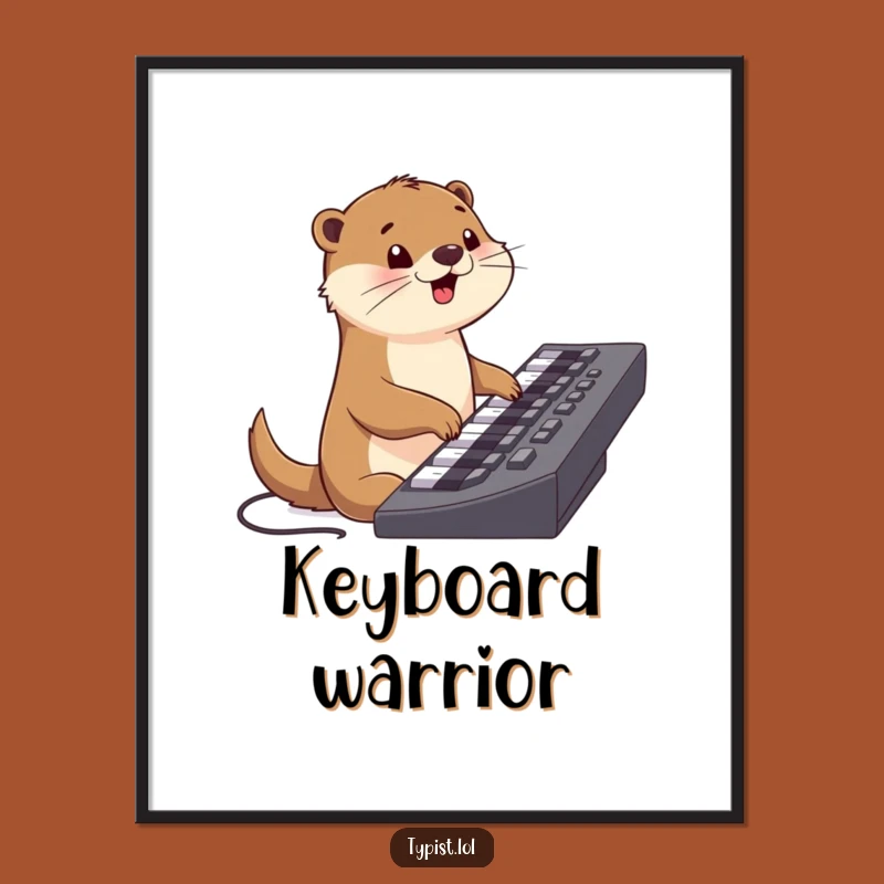 Funny Otter Keyboard Digital Art: Instant Cheerful Tech Decor Print Gift