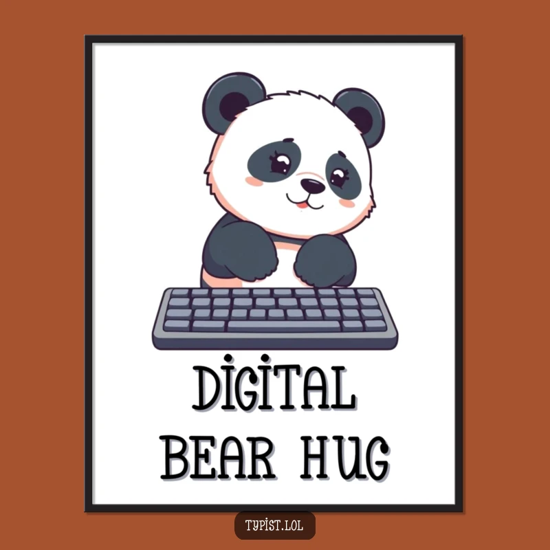 Funny Panda Keyboard Digital Art: Instant Humor for Your Walls