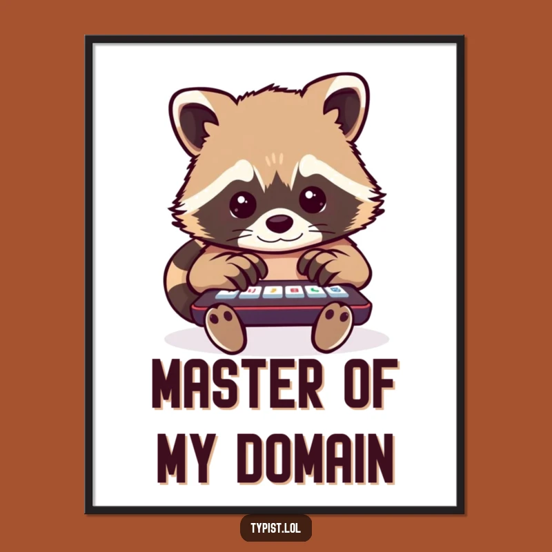 Funny Raccoon Typing Digital Art Print: Instant Busy Humor for Your Walls