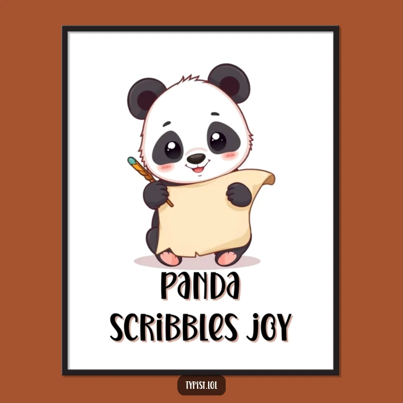 Funny Panda Quill Digital Art: Instant Artistic Wall Decor