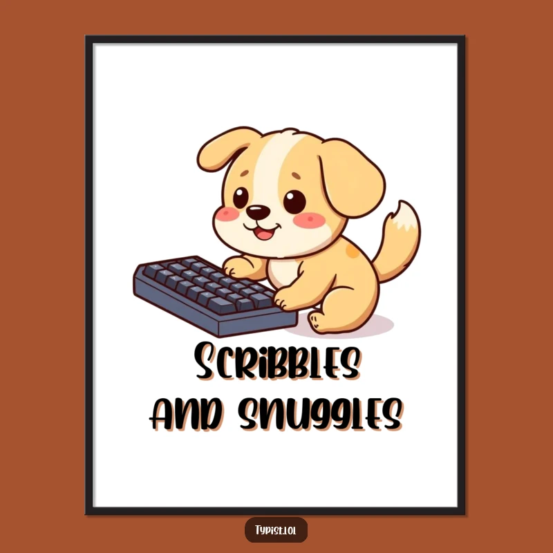 Funny Dog Keyboard Digital Print: Instant Playful Art for Walls