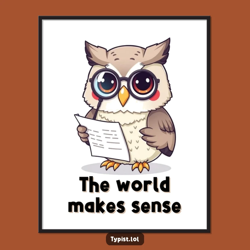 Funny Owl Monocle Digital Art: Wise Bird Reading Document - Instant Humorous Decor