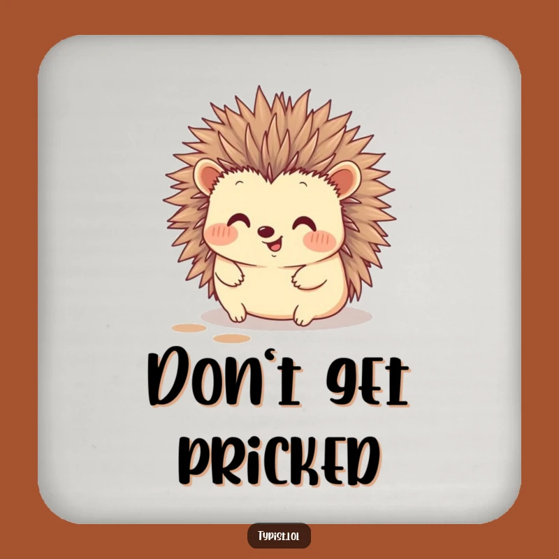 Funny Hedgehog Typing Drink Coaster: Quill Art Protection, Perfect Gift