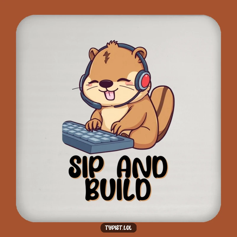 Funny Beaver Work Drink Coaster: Busy Protection for Surfaces