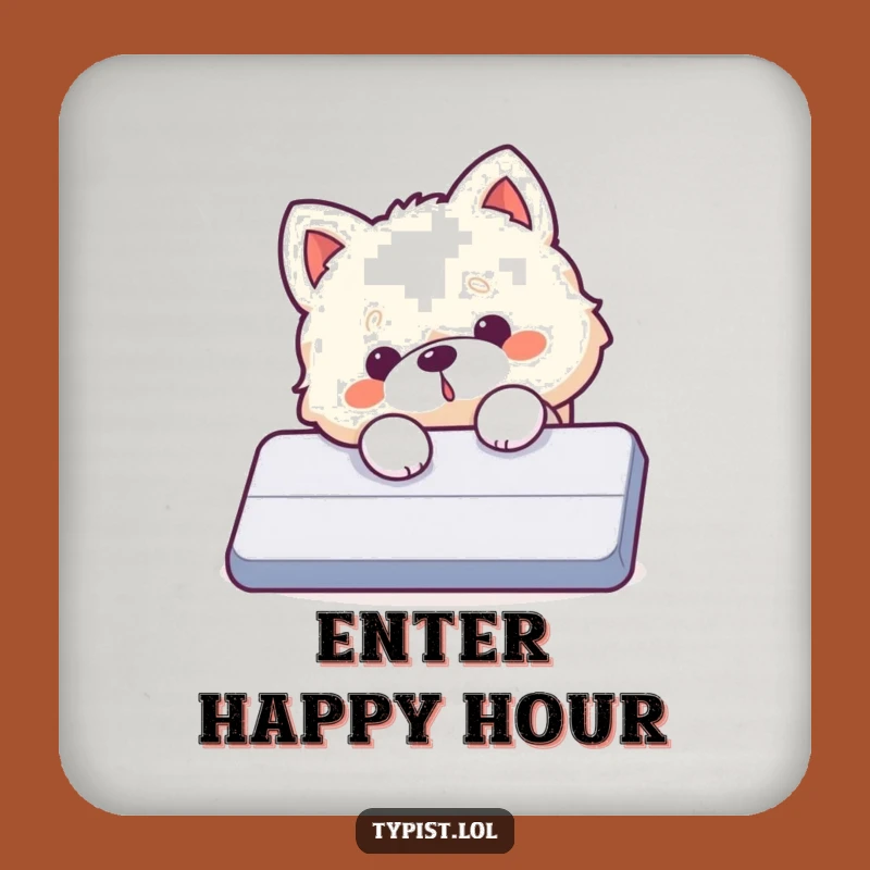 Funny Dog Enter Key Coasters: Protect Surfaces with Tech Humor and Canine Charm
