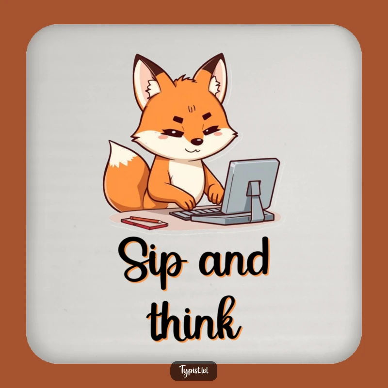 Funny Fox Typing Coasters: Protect Surfaces with Hilarious Focus