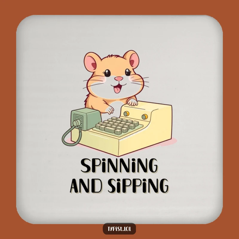 Funny Hamster Typewriter Drink Coaster: Protect Surfaces with Retro Style