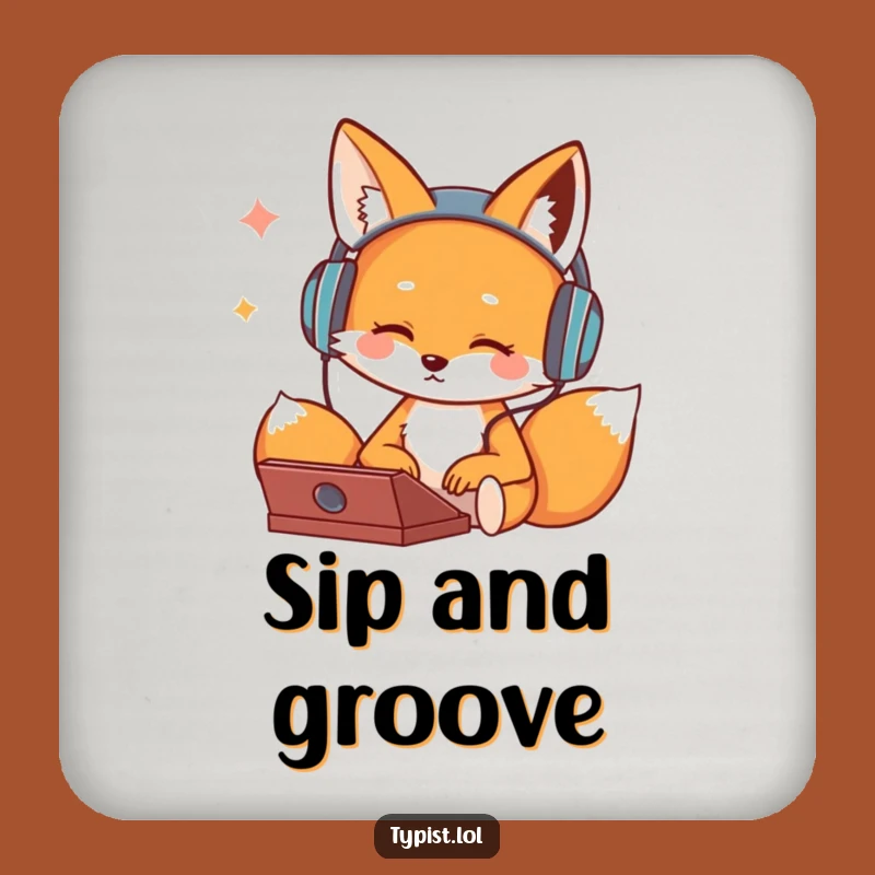 Funny Fox Typing Coaster: Protect Surfaces with Groovy Music Humor Gift