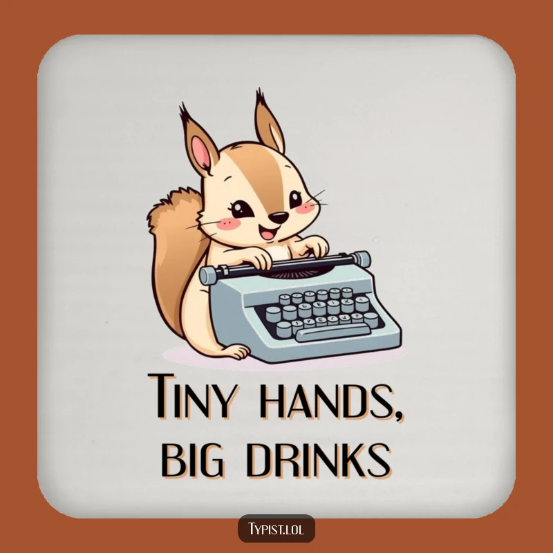 Funny Squirrel Typewriter Drink Coaster: Protect Surfaces with Speedy Wit