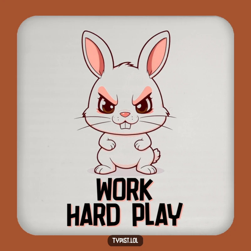 Funny Rabbit Typing Coaster: Protect Surfaces with Determined Humor Gift