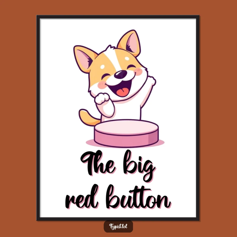 Funny Dog Button Poster: Brighten Your Walls with This Hilarious Art