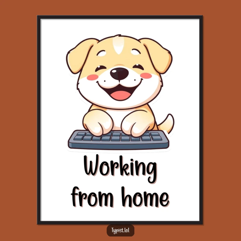 Funny Dog Typing Poster: Whimsical Canine Coder Art Print, Great Gift